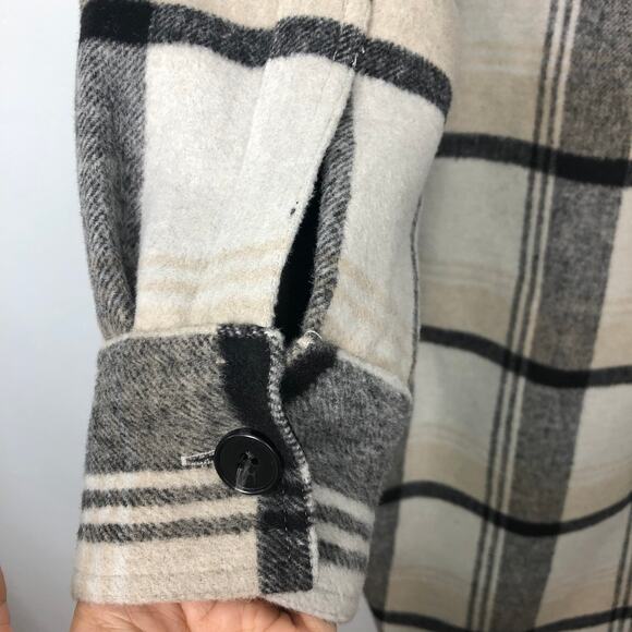 Reformation Ainslie Jacket Black Grey Stripe Plaid Wool Blend Long XL NWT - Picture 8 of 9